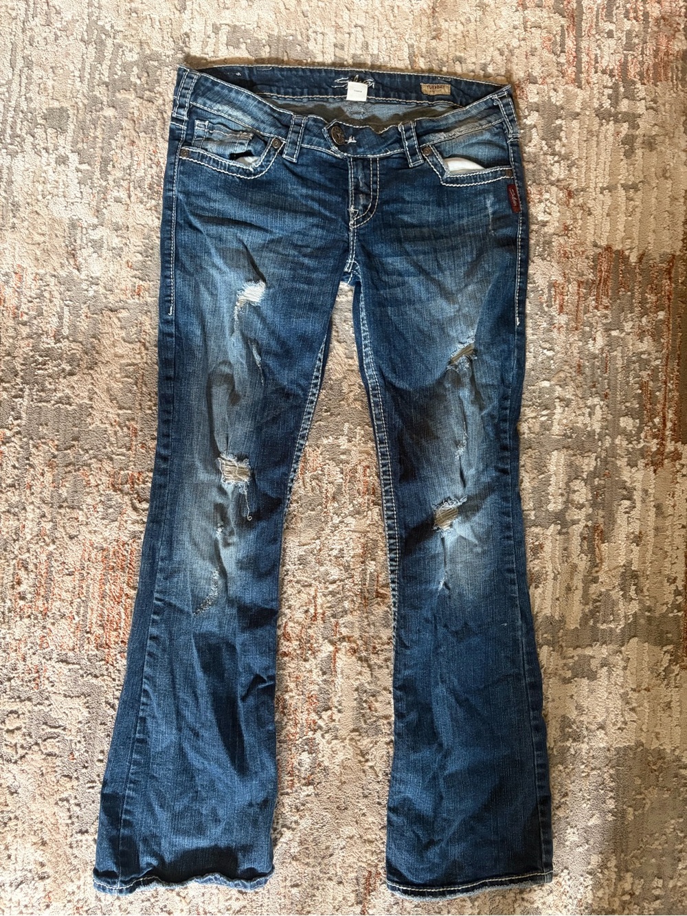 Silver Jeans Tuesday Bootcut Distressed Y2K Jeans W32 L37